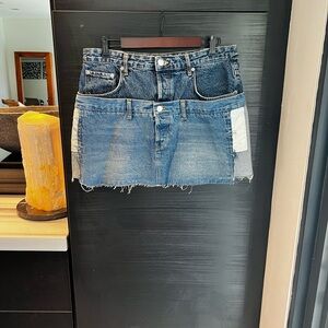 Zara Blue Patchwork Denim Mini Skirt